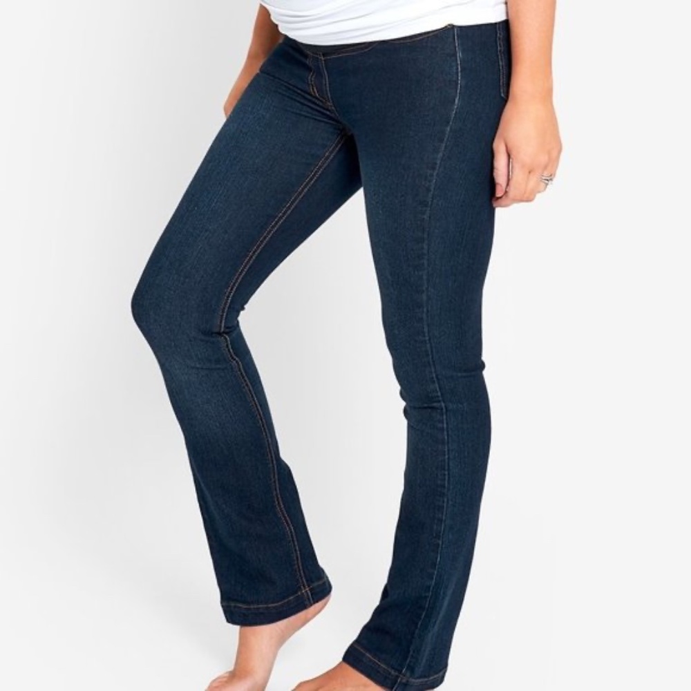 NWT Jojo Maman Bebe Mid Wash Slim Bootcut Maternity Jeans-4